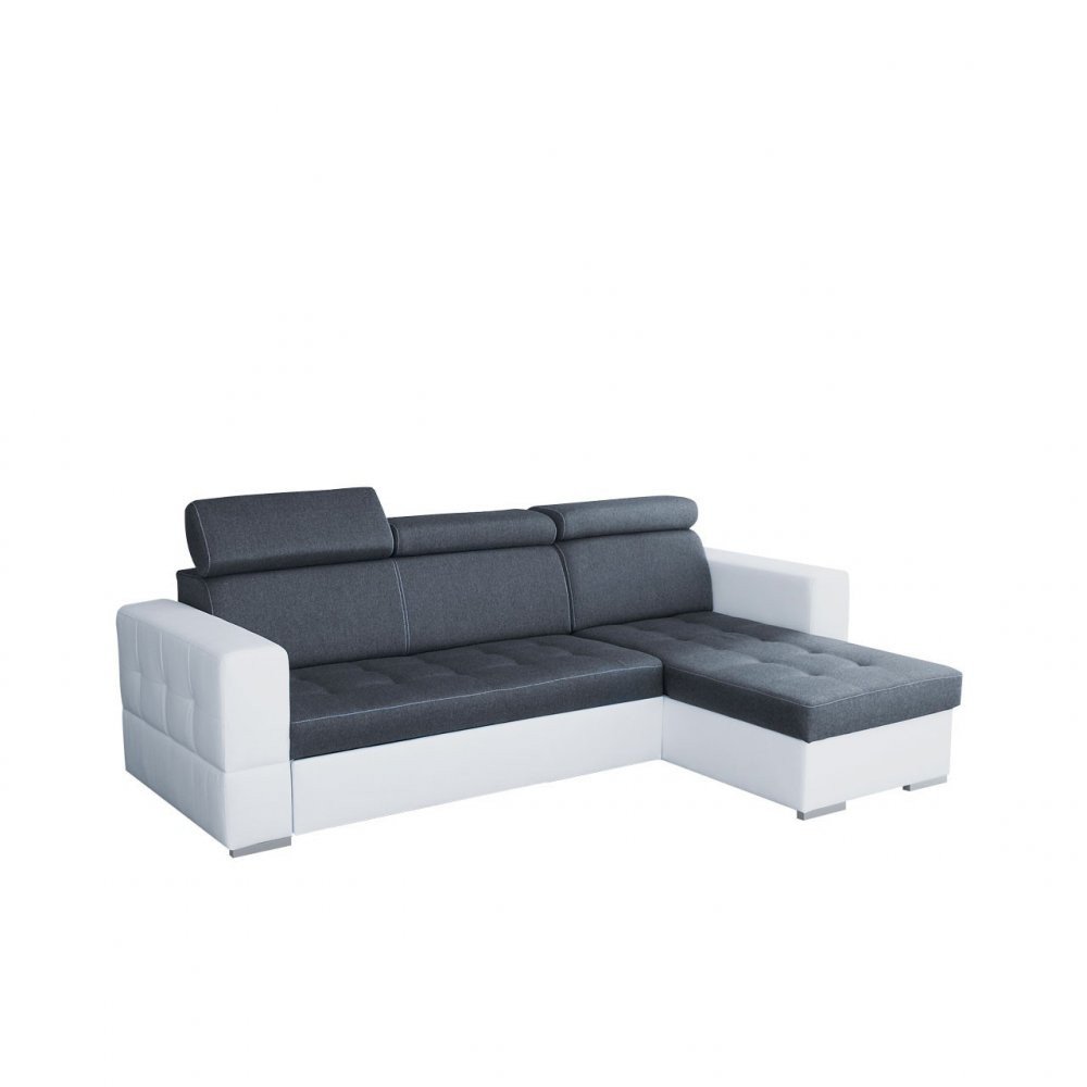 Veneti Rozkladacia sedačka s úložným priestorom TENERIFE - biela ekokoža / šedá, pravý roh